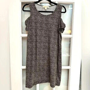 Michael Kors | Cold Shoulder Leopard Print Shift Dress Size M Medium